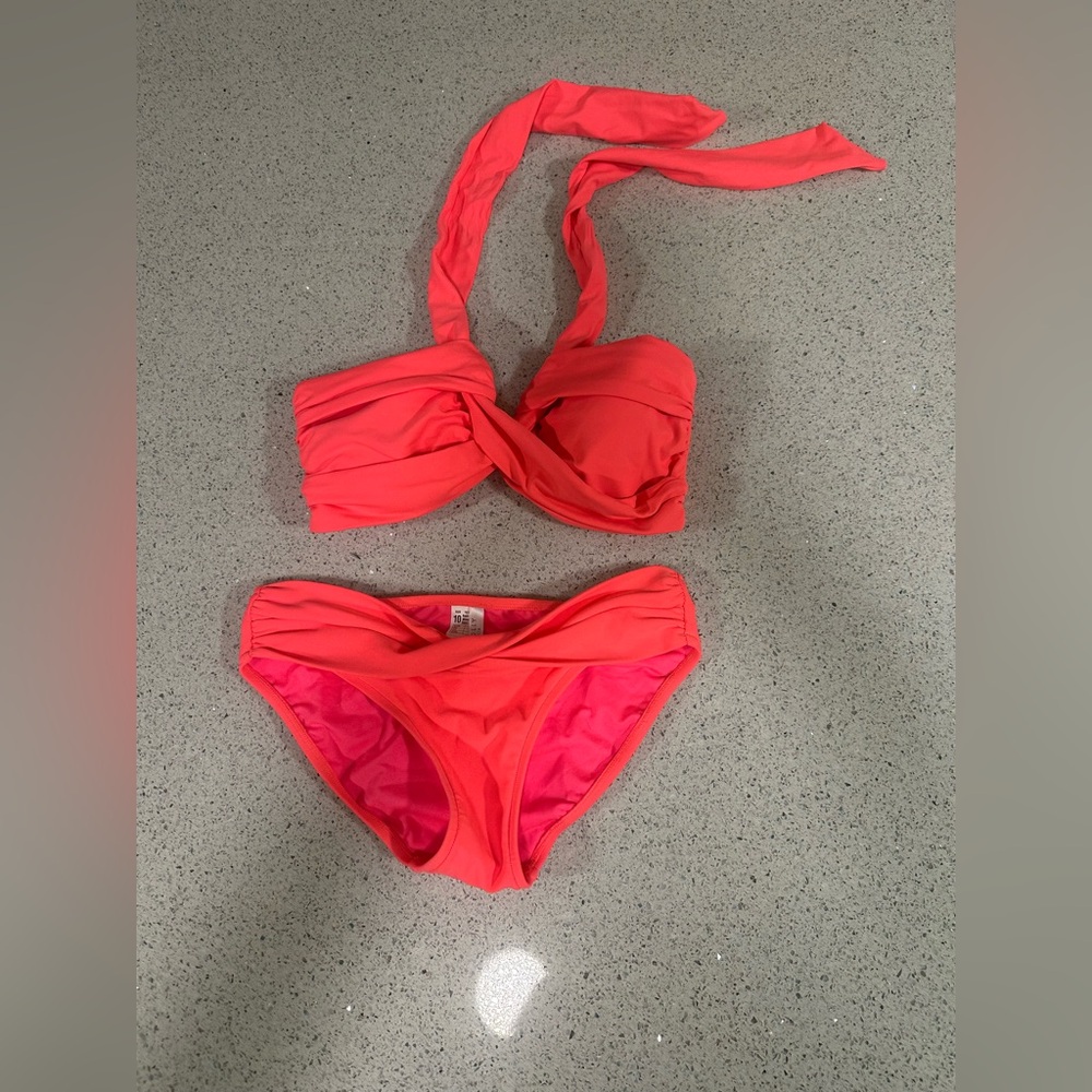 Seafolly Bright Neon Pink Bikini Set 6 8 Small